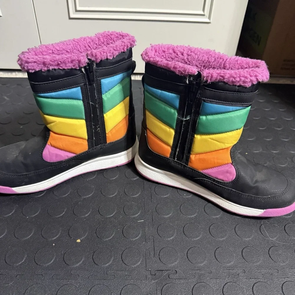 MERRELL Girls ALPINE SNOW STORM Warm BOOTS SIZE 3 MULTICOLOR Rainbow Pink Fur
